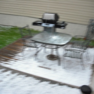 7/5/13 hail storm, it's blurry but you can see the hail.